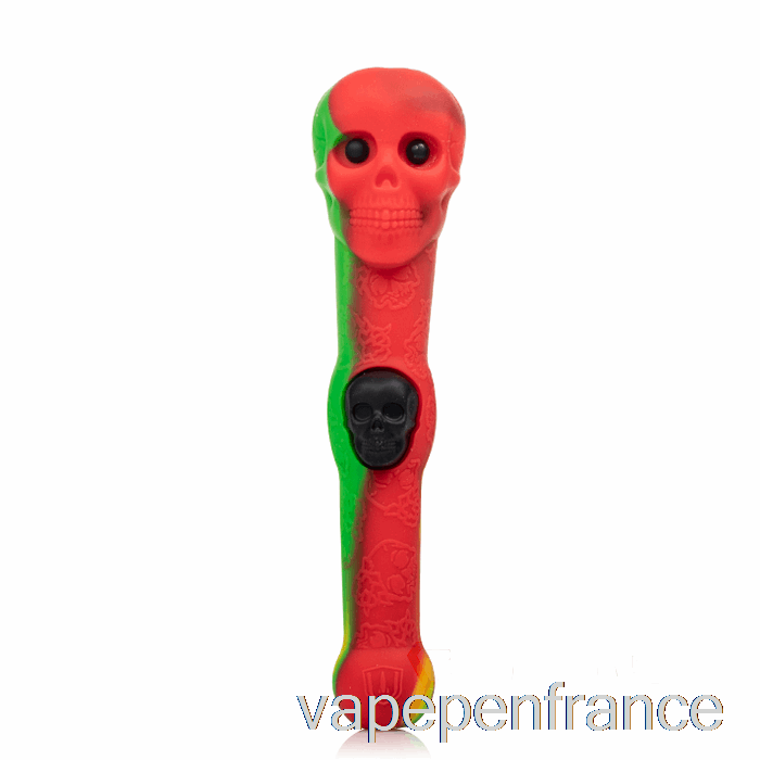 Stratus Crâne Dipper Silicone Dab Paille Rasta (vert / Rouge / Jaune) Stylo Vape